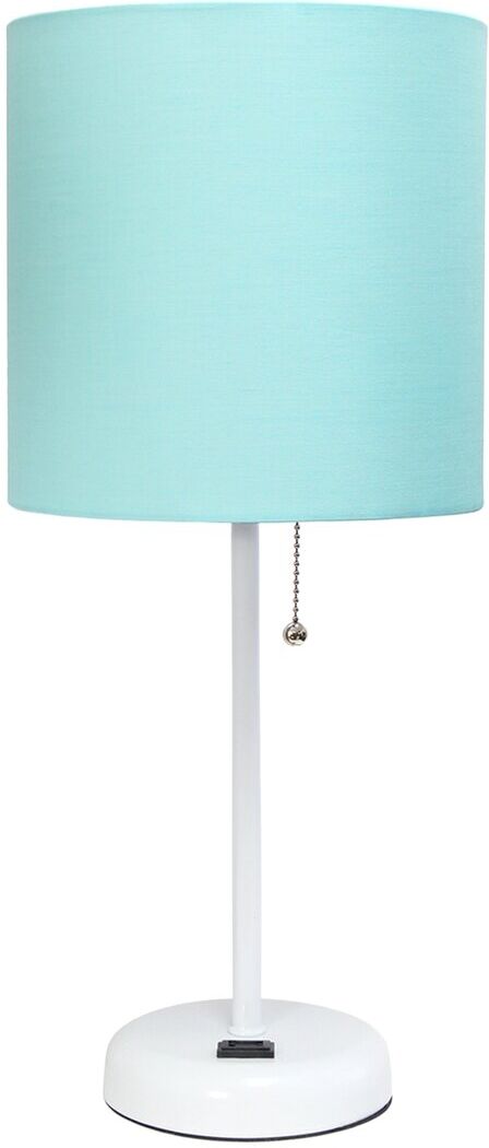 Lalia Home White Stick Lamp With Charging Outlet And Fabric Shade White NoSize