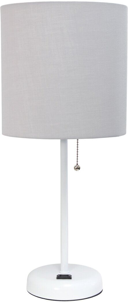 Lalia Home White Stick Lamp With Charging Outlet And Fabric Shade White NoSize