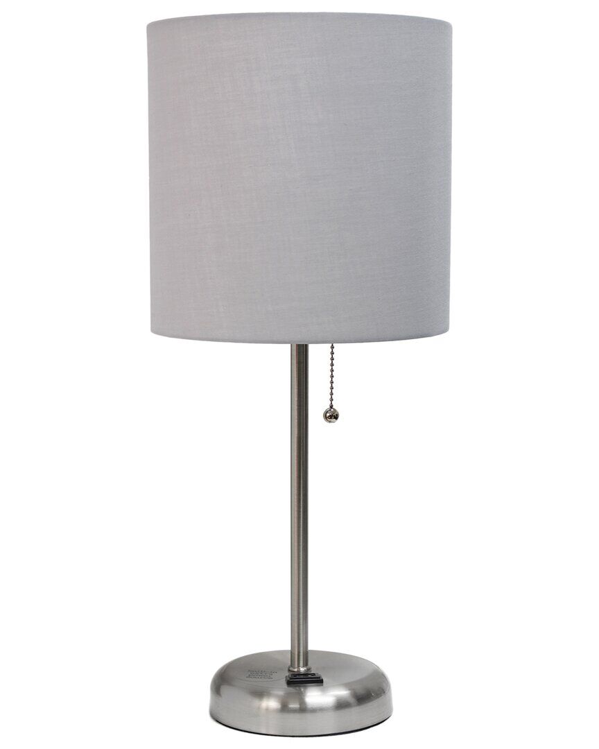 Lalia Home Stick Lamp With Charging Outlet And Fabric Shade Grey NoSize