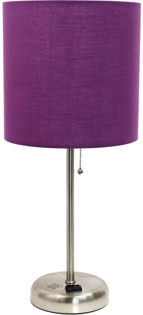 Lalia Home Stick Lamp With Charging Outlet And Fabric Shade Brown NoSize