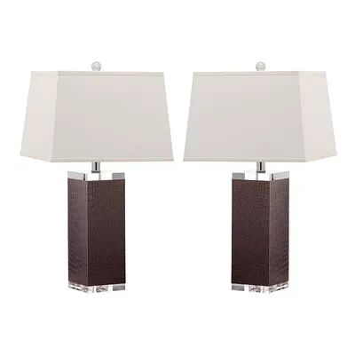 Safavieh 2-piece Deco Faux Leather Table Lamp Set, Dark Green