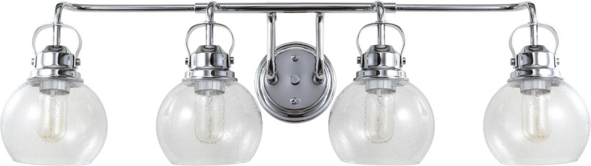 Jonathan Y Shirley 4-Light Metal, Bubbled Glass Vanity Light - Silver