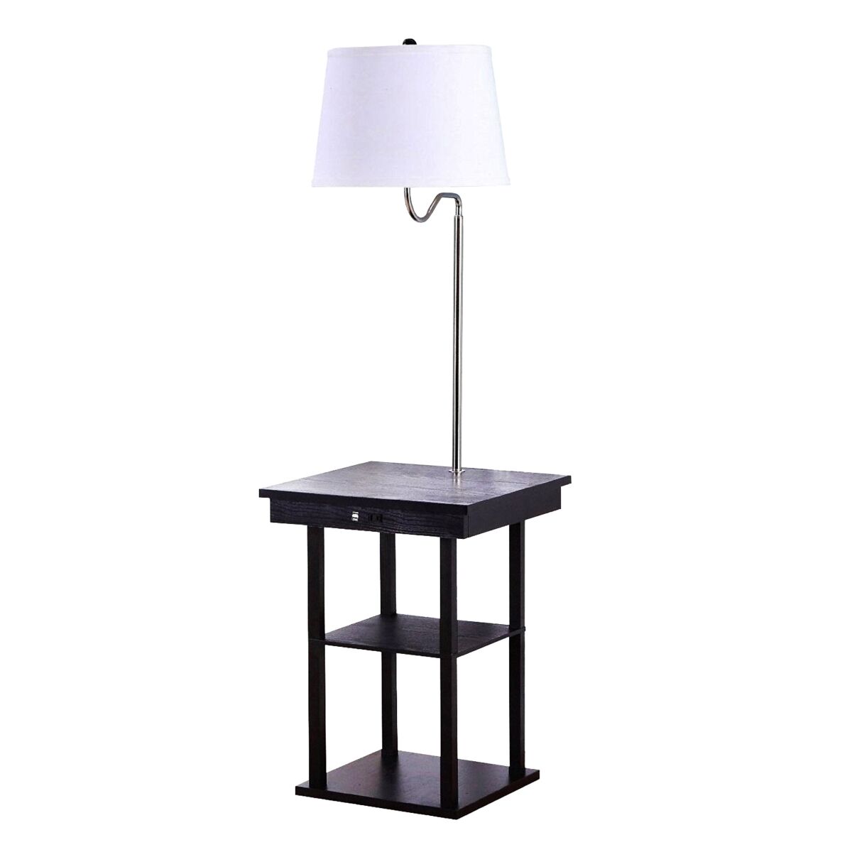 Brightech Madison Table & Led Lamp Combo with Usb Port and Outlet - Classic Black/ White