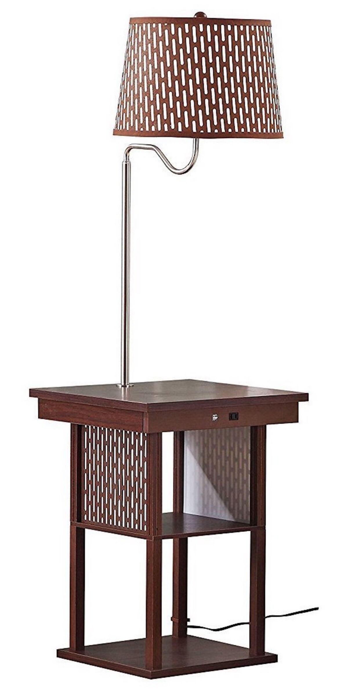 Brightech Madison Table & Led Lamp Combo with Usb Port and Outlet - Havana Brown/pattern