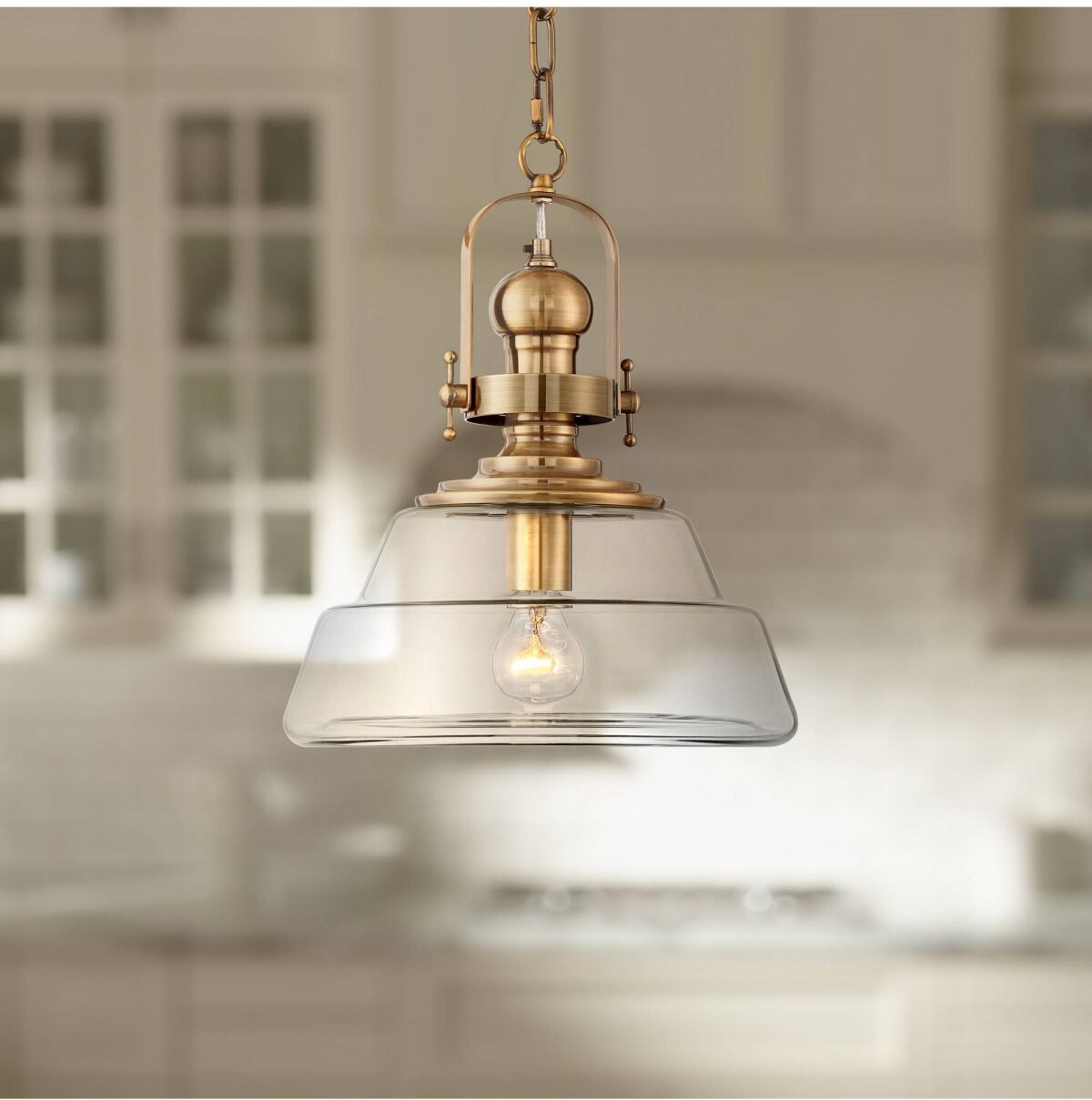 Possini Euro Design Donovan Antique Brass Hanging Pendant Lighting 13