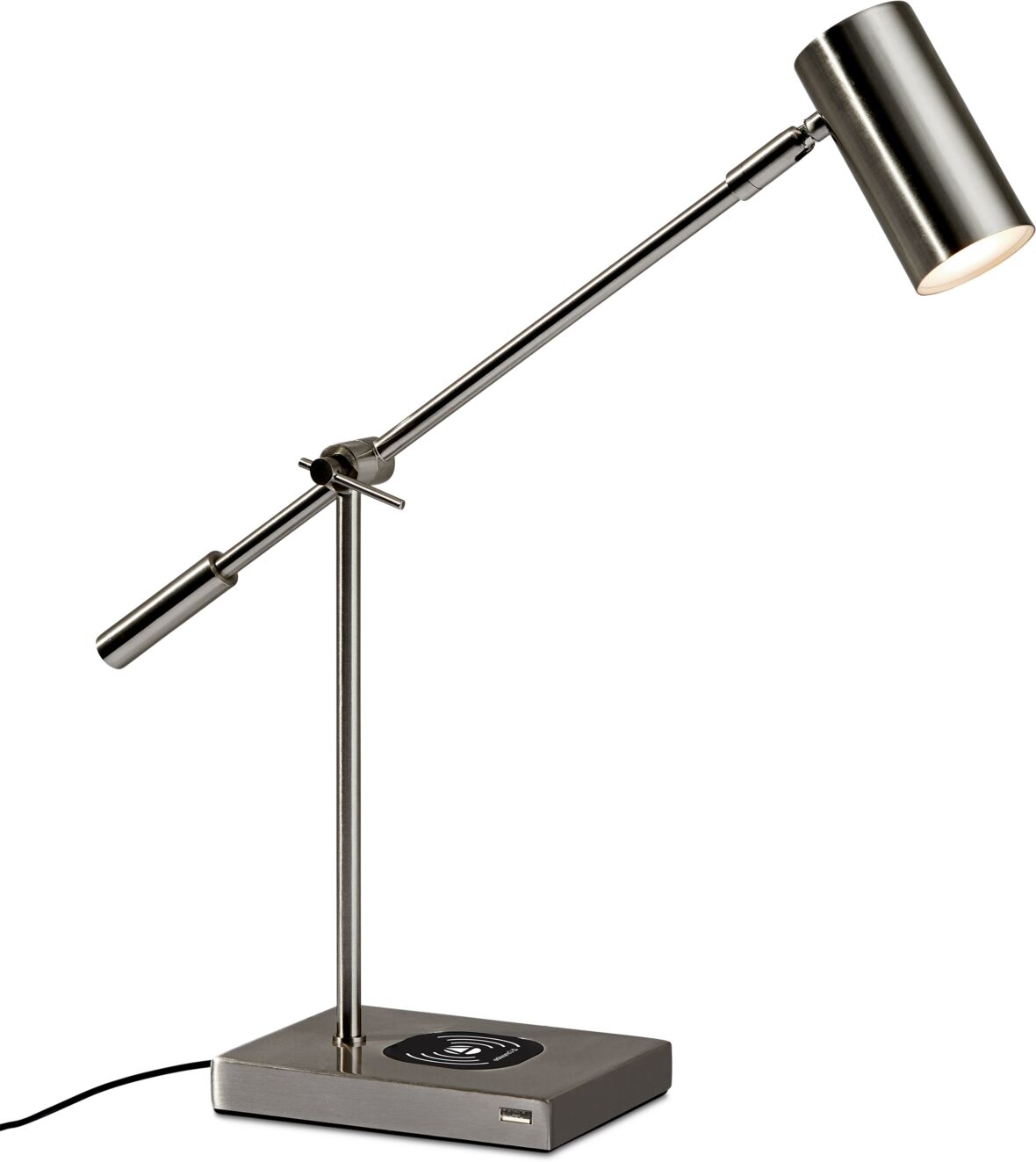 Adesso Collette Led Desk Lamp with Wireless Air Charger & Usb Port - Brushed Steel