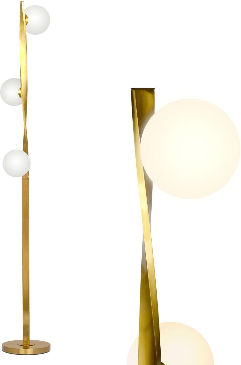 Brightech Nola Led Twist Standing Floor Lamp with 3 Frosted Globe Shades - Antique-like Brass