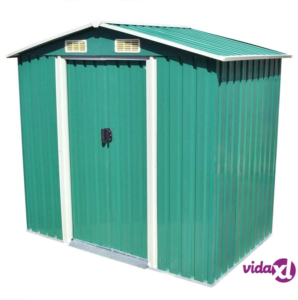 vidaXL Garden Storage Shed Green Metal 204x132x186 cm