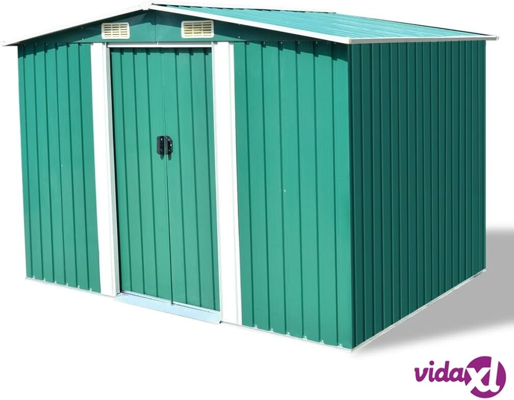 vidaXL Garden Storage Shed Green Metal 257x205x178 cm