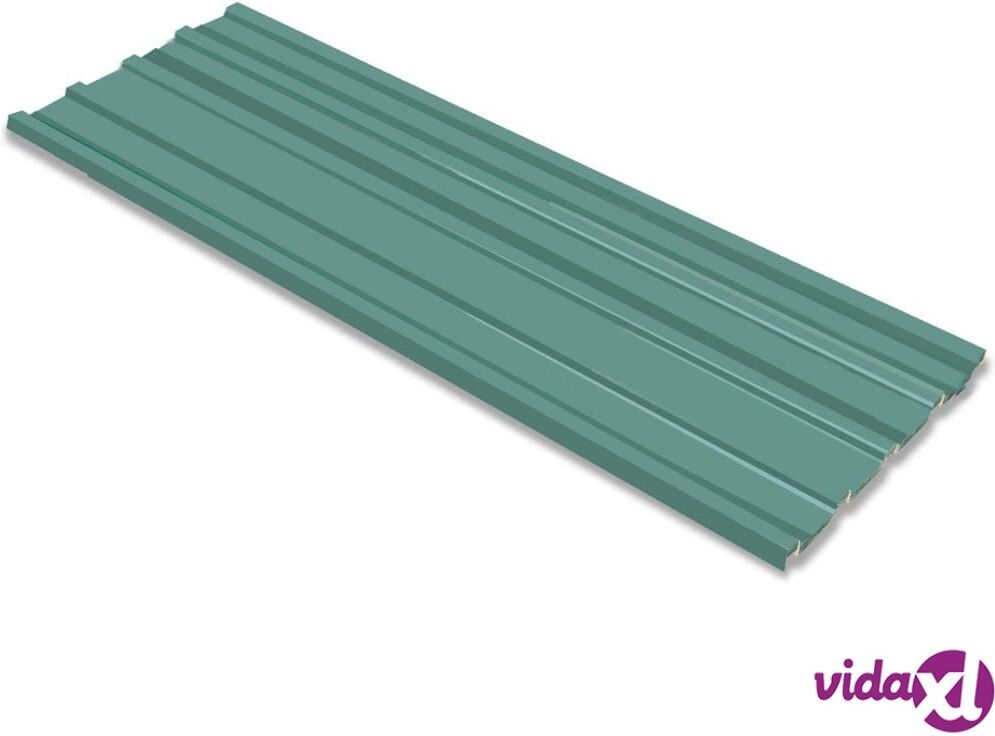 vidaXL Roof Panels 12 pcs Galvanised Steel Green