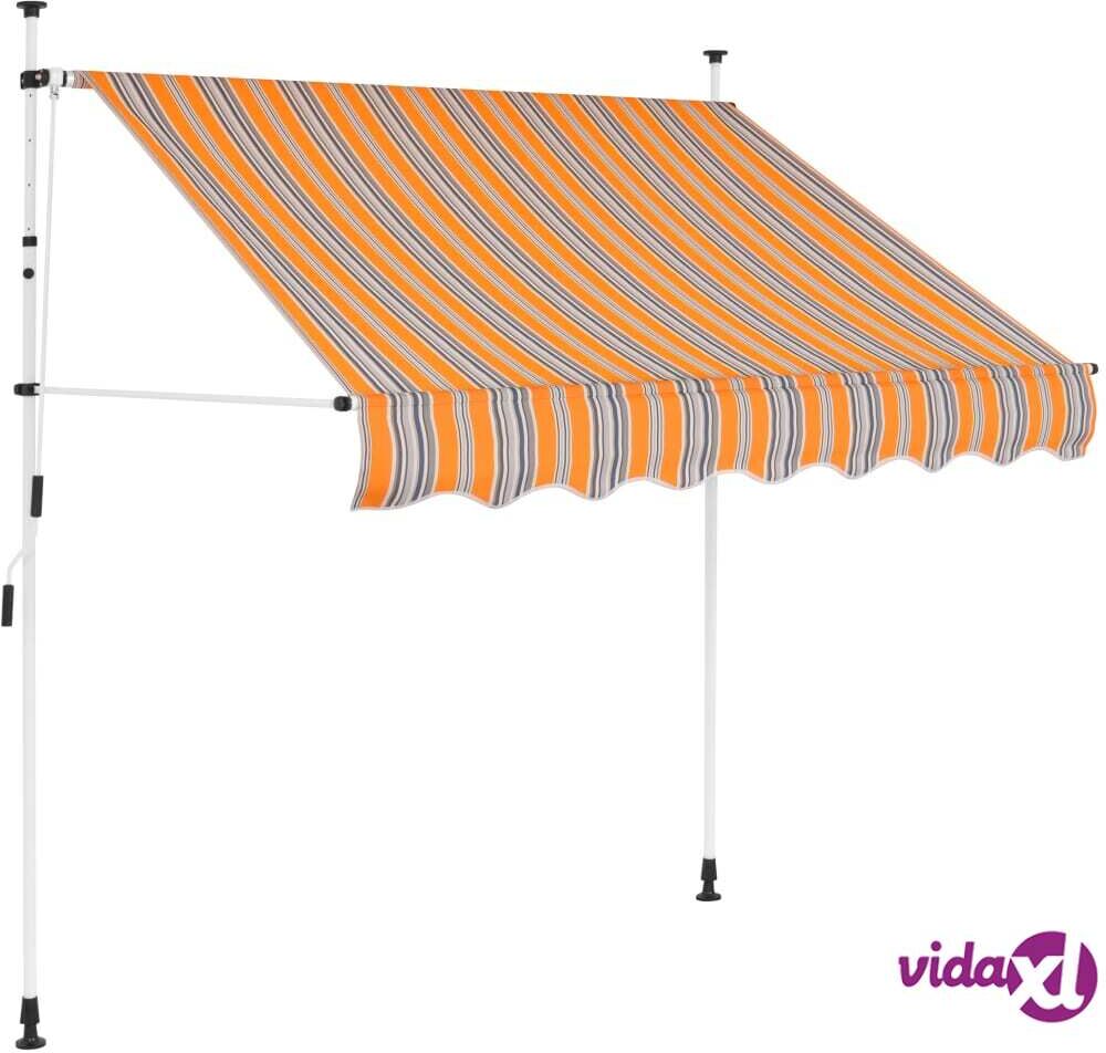 vidaXL Manual Retractable Awning 200 cm Yellow and Blue Stripes