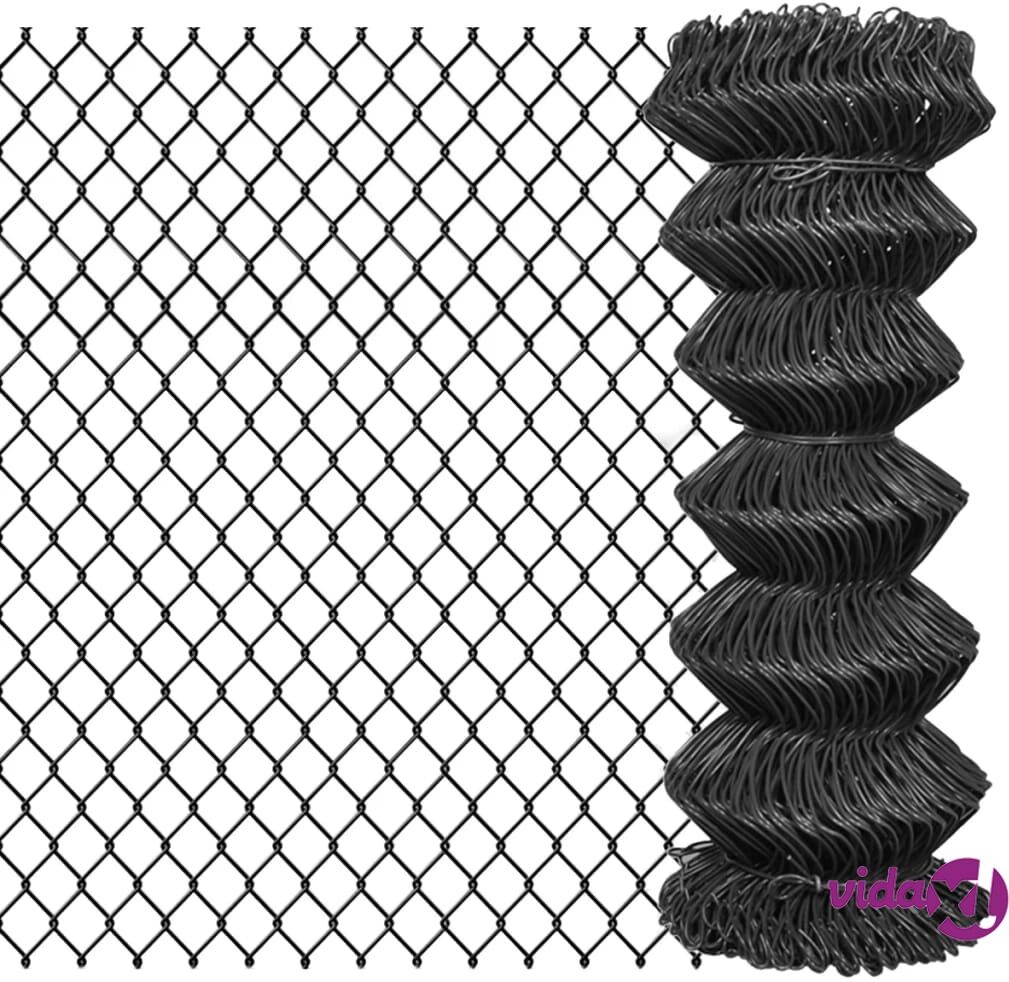 vidaXL Chain Link Fence Steel 25x1 m Grey