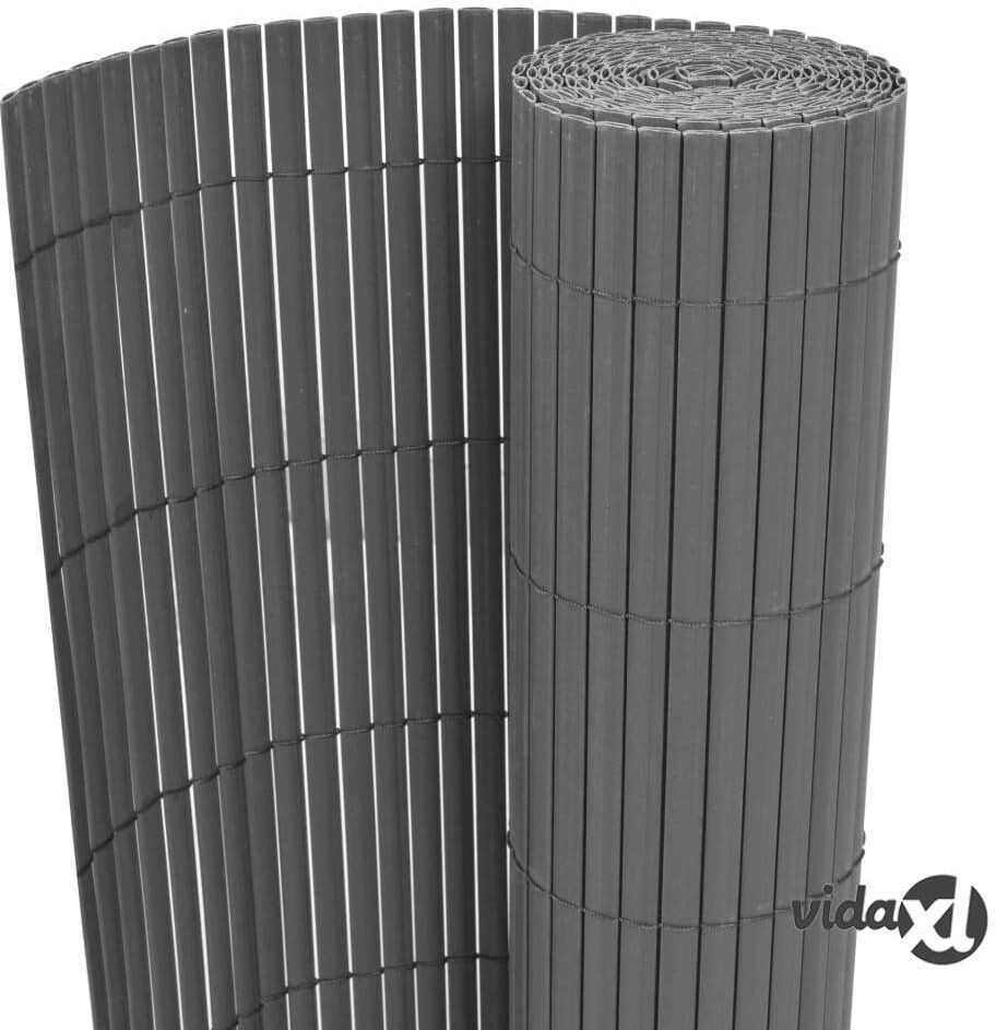 vidaXL Double-Sided Garden Fence PVC 90x500 cm Grey