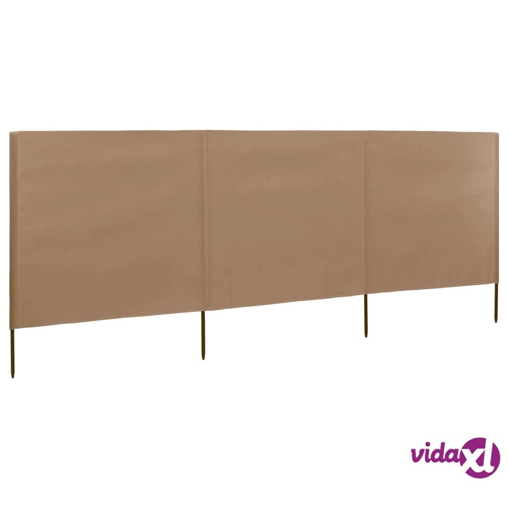 vidaXL 3-panel Wind Screen Fabric 400x120 cm Taupe