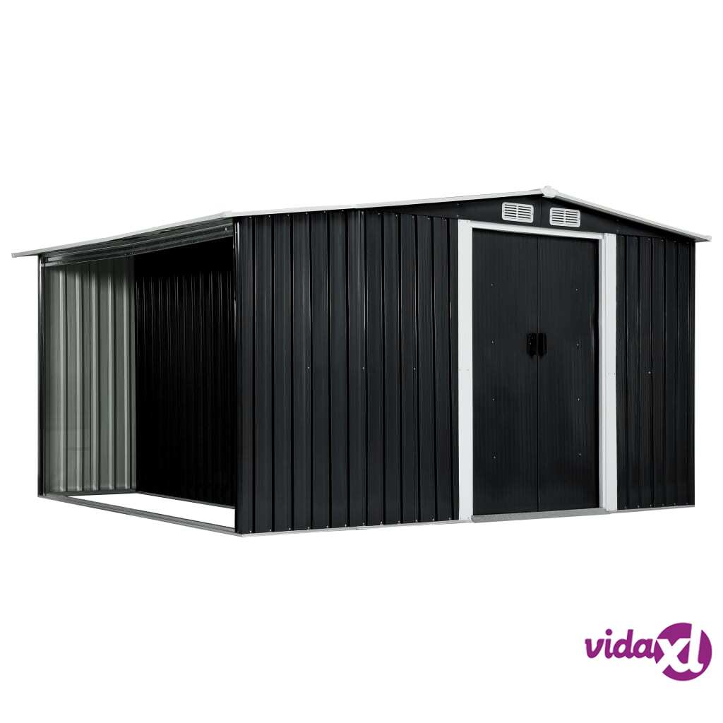 vidaXL Garden Shed with Sliding Doors Anthracite 329.5x259x178 cm Steel