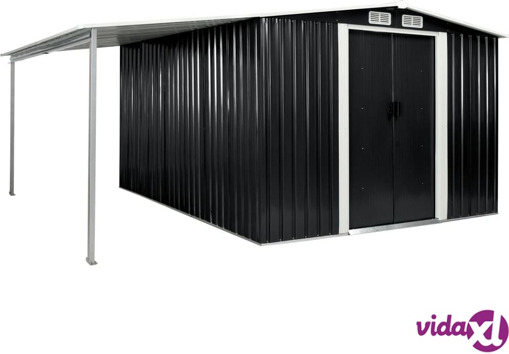 vidaXL Garden Shed with Sliding Doors Anthracite 386x312x178 cm Steel