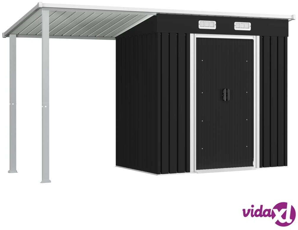 vidaXL Garden Shed with Extended Roof Anthracite 346x121x181 cm Steel