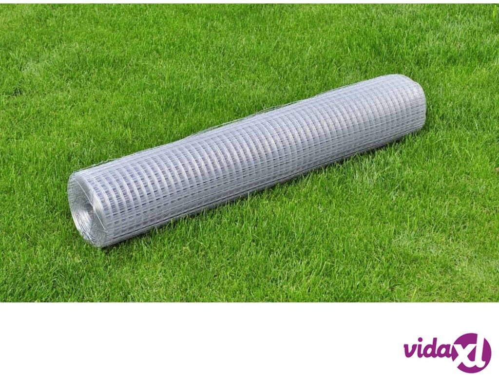 vidaXL Mesh Fence Galvanised Steel Square 1x25 m Silver