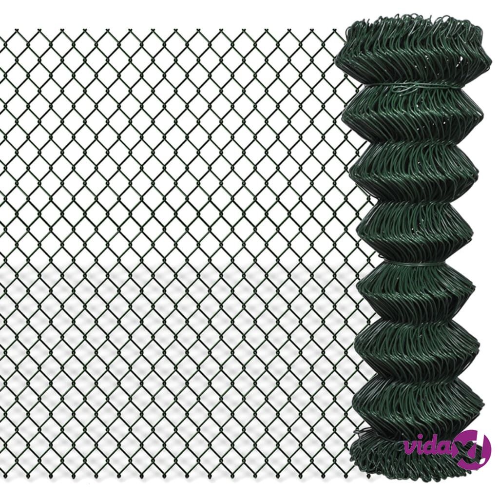 vidaXL 140345 vidaXL Chain Link Fence Steel 1,25x15 m Green