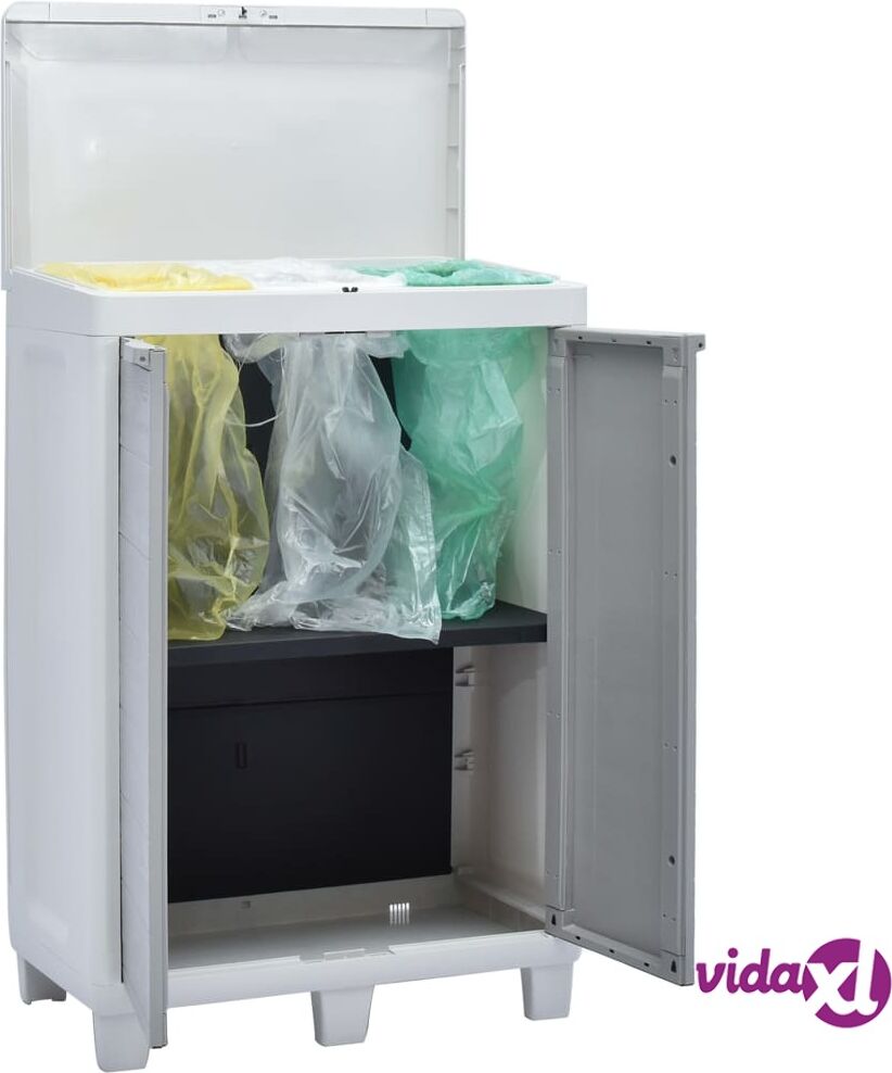 vidaXL Garden Dustbin with 3 Bags Light Grey 65x38x102 cm