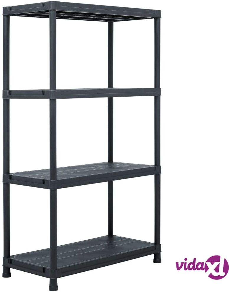 vidaXL Storage Shelf Rack Black 200 kg 80x40x138 cm Plastic