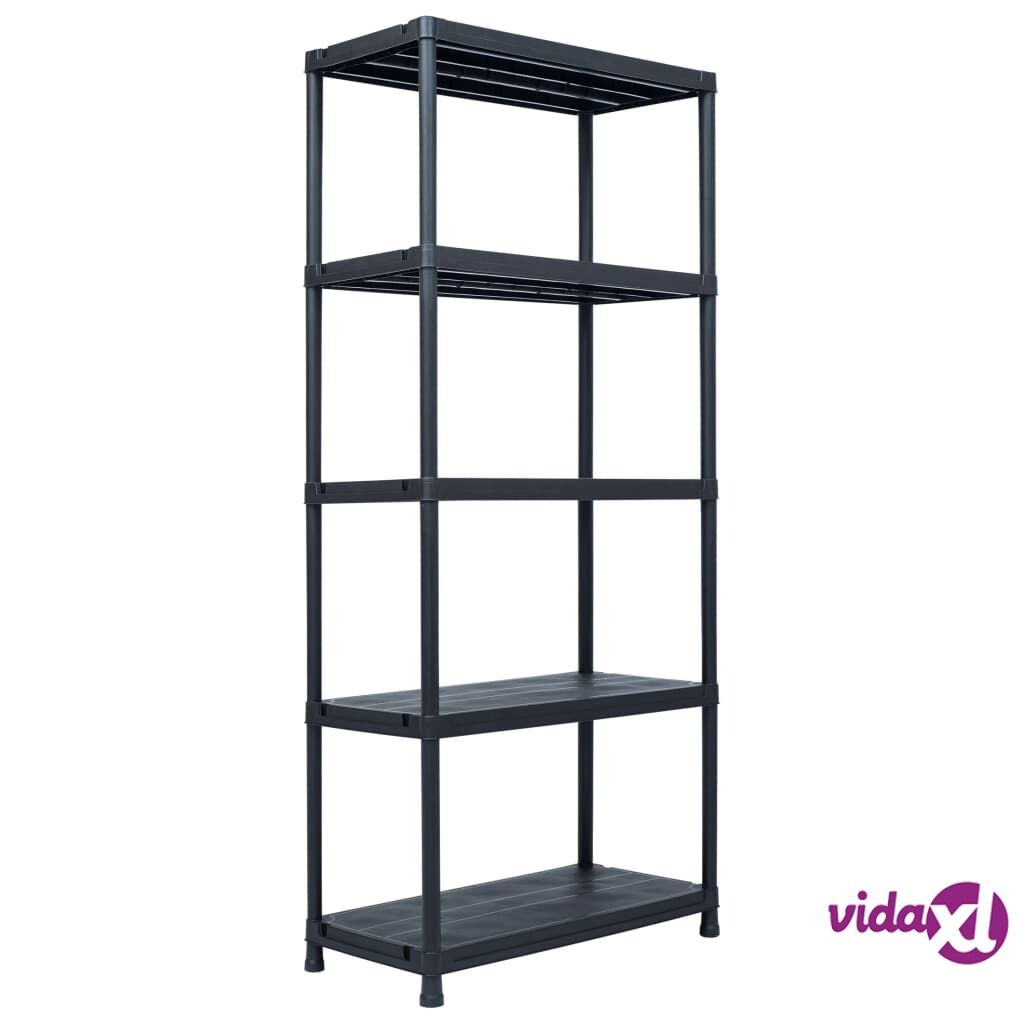 vidaXL Storage Shelf Rack Black 500 kg 90x60x180 cm Plastic