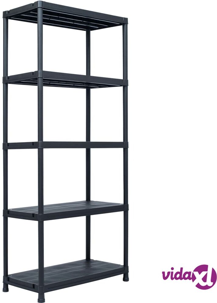 vidaXL Storage Shelf Rack Black 500 kg 90x60x180 cm Plastic