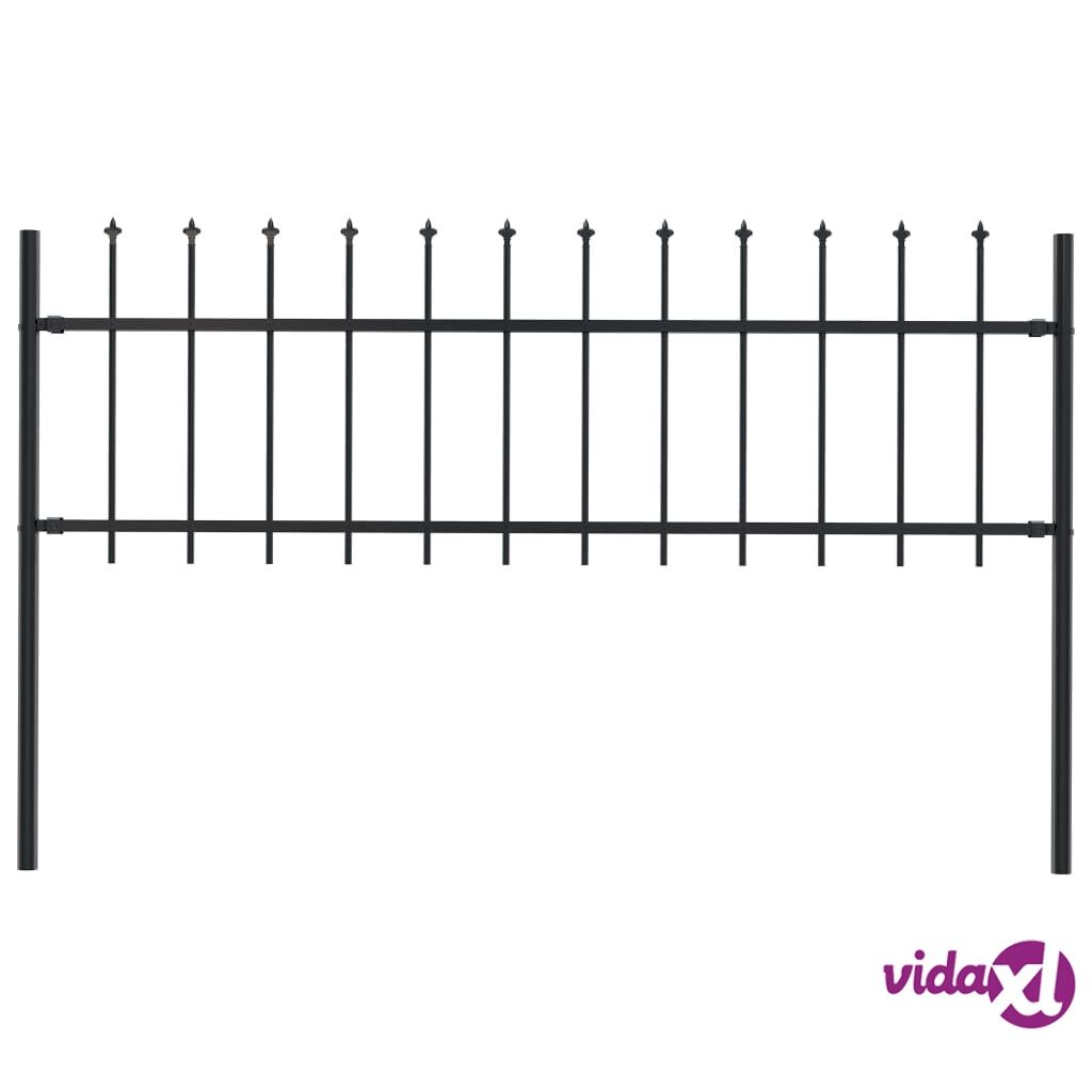 vidaXL Garden Fence with Spear Top Steel 1.7x0.6 m Black