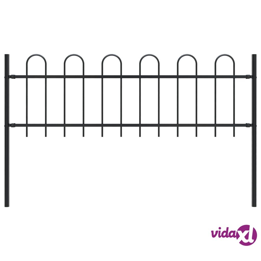 vidaXL Garden Fence with Hoop Top Steel 1.7x0.6 m Black