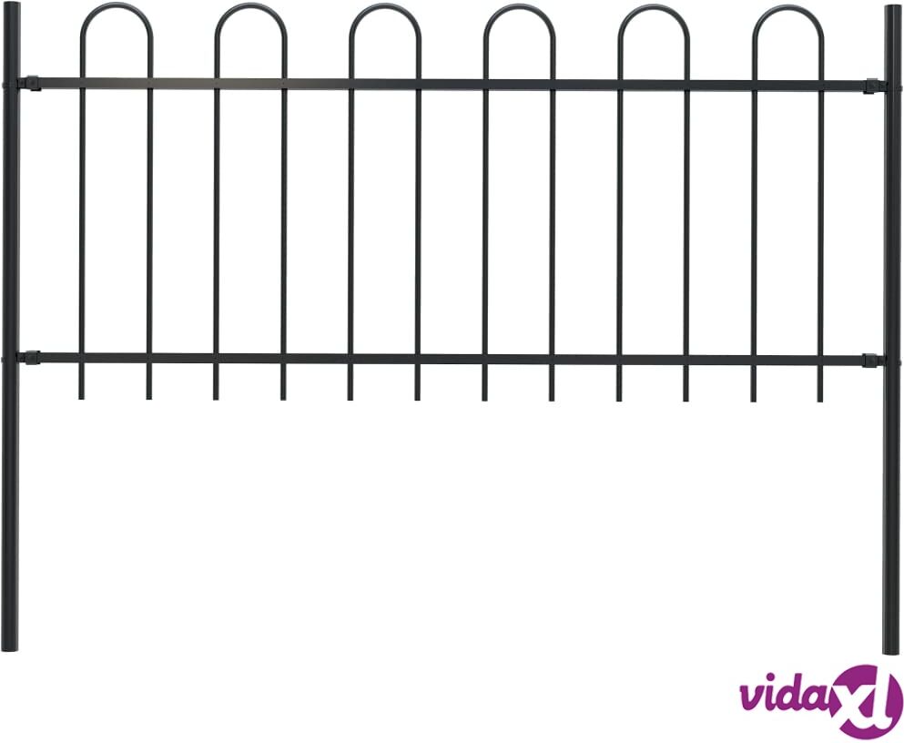 vidaXL Garden Fence with Hoop Top Steel 1.7x0.8 m Black