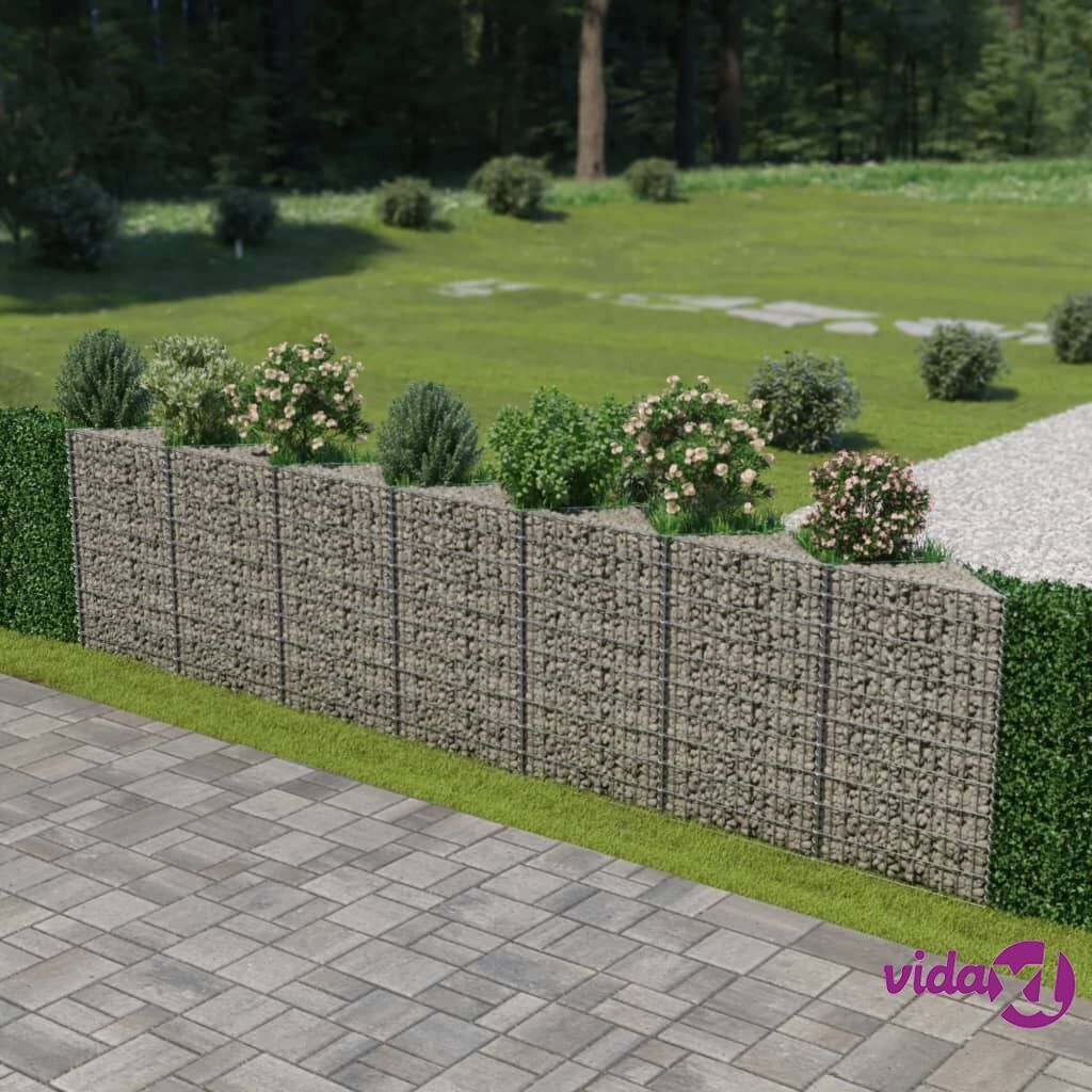 vidaXL Gabion Wall Galvanised Steel 450x30x100 cm