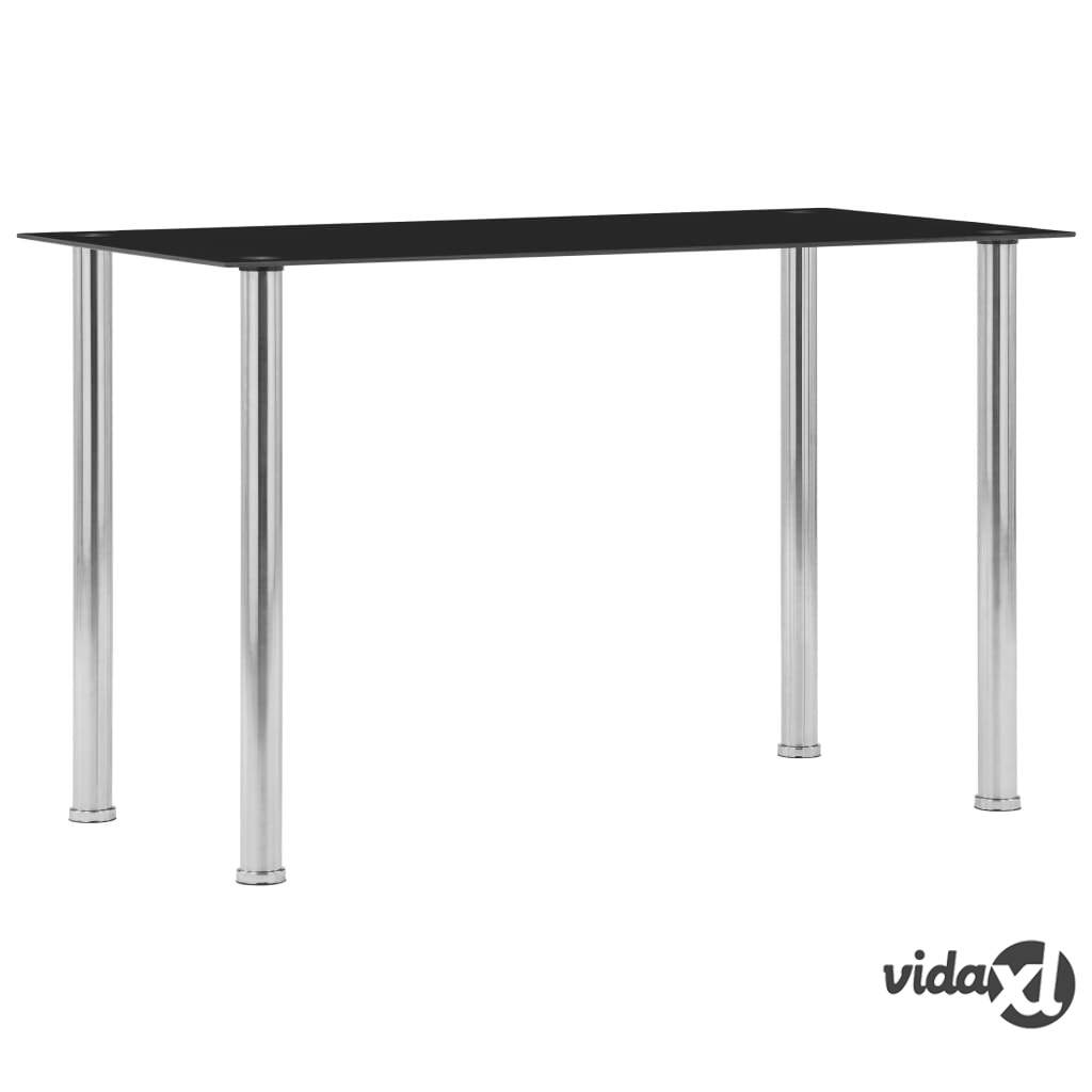 vidaXL Dining Table Black 120x60x75 cm Tempered Glass