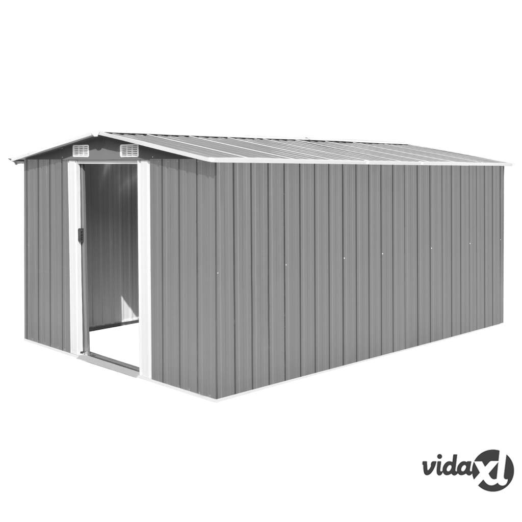 vidaXL Garden Shed 257x392x181 cm Metal Grey