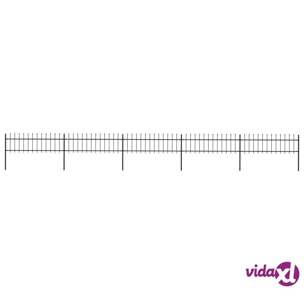 vidaXL Garden Fence with Spear Top Steel 8.5x0.6 m Black