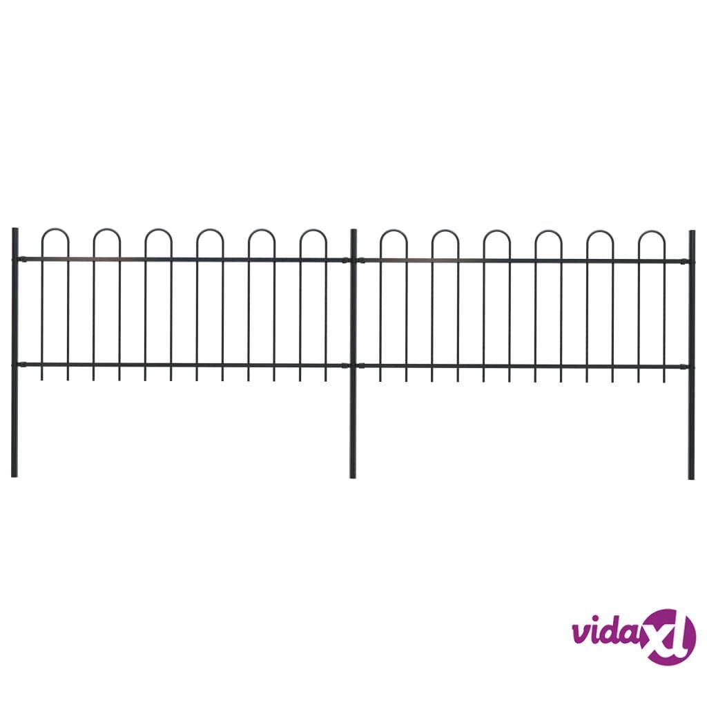 vidaXL Garden Fence with Hoop Top Steel 3.4x0.8 m Black