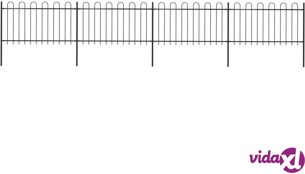 vidaXL Garden Fence with Hoop Top Steel 6.8x1 m Black