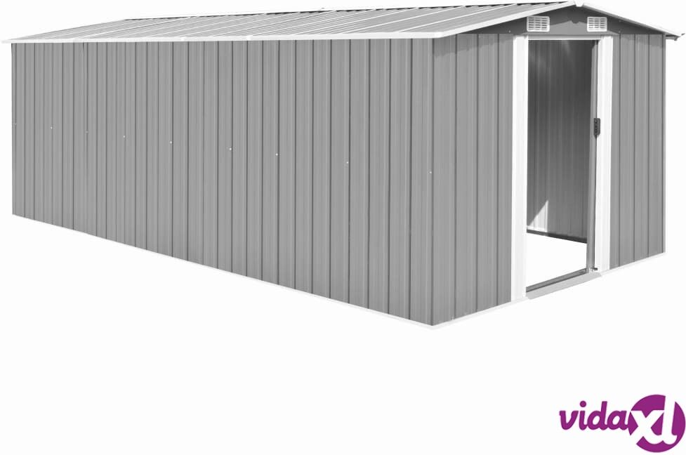 vidaXL Garden Shed 257x489x181 cm Metal Grey (AU only)