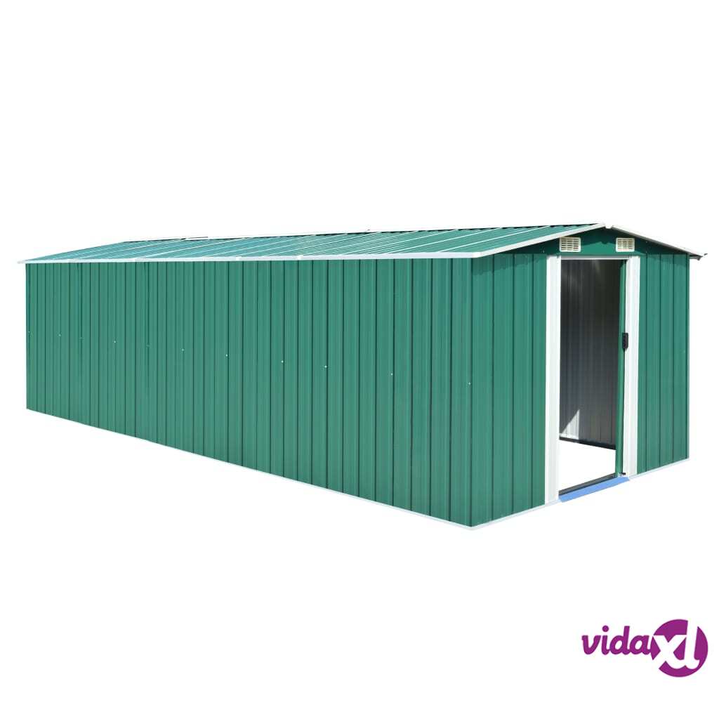 vidaXL Garden Shed 257x580x181 cm Metal Green