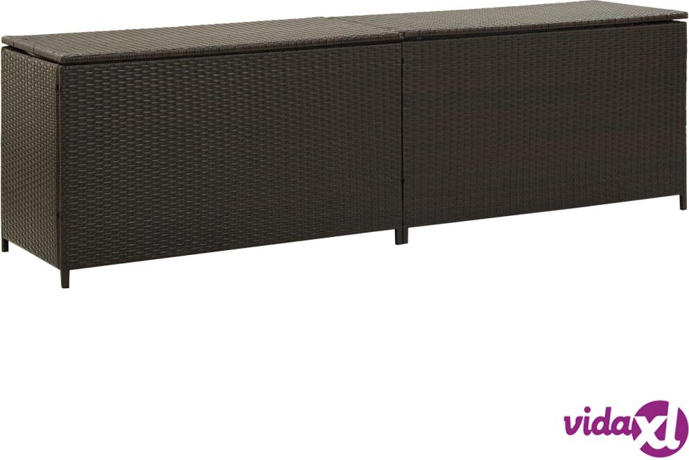 vidaXL Garden Storage Box Poly Rattan 200x50x60 cm Brown