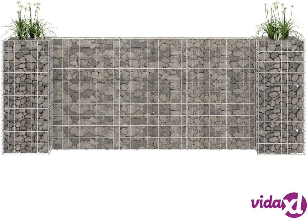 vidaXL H-Shaped Gabion Planter Steel Wire 260x40x100 cm