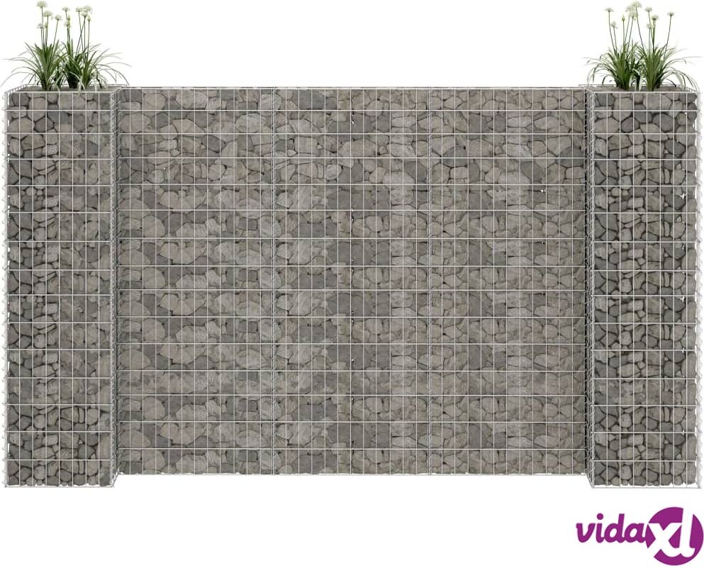 vidaXL H-Shaped Gabion Planter Steel Wire 260x40x150 cm