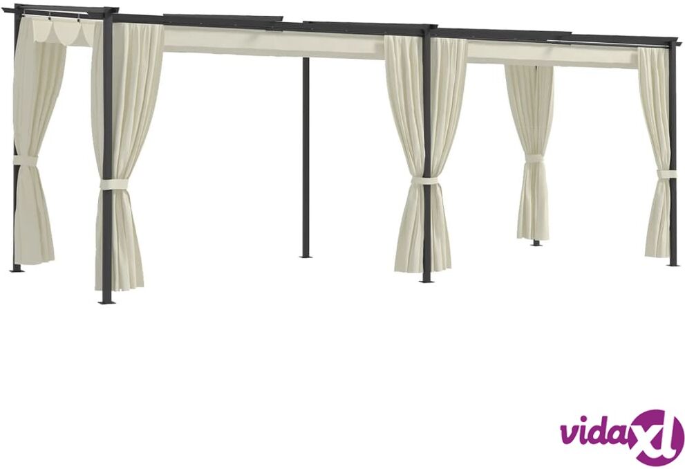 vidaXL Gazebo with Curtains 3x6 m Cream Steel