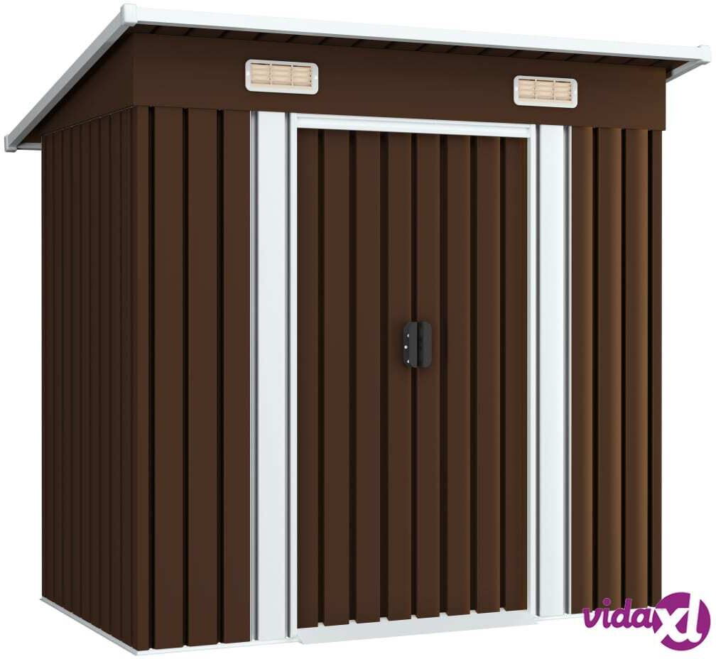 vidaXL Garden Storage Shed Brown 194x121x181 cm Steel