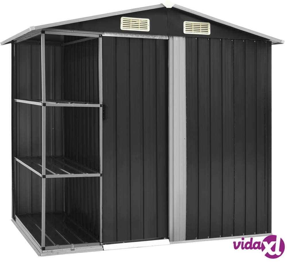 vidaXL Garden Shed with Rack Anthracite 205x130x183 cm Iron