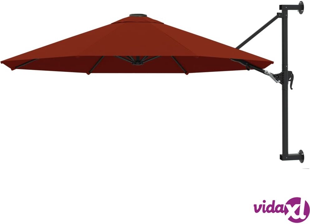 vidaXL Wall-Mounted Parasol with Metal Pole 300 cm Terracotta