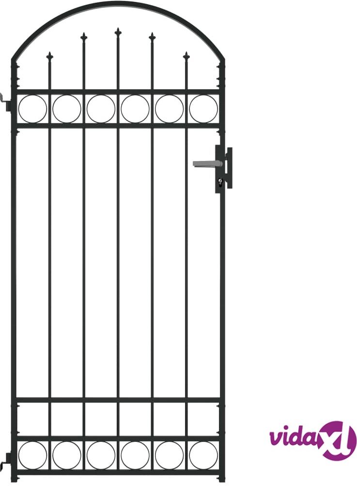 vidaXL Fence Gate with Arched Top Steel 89x200 cm Black