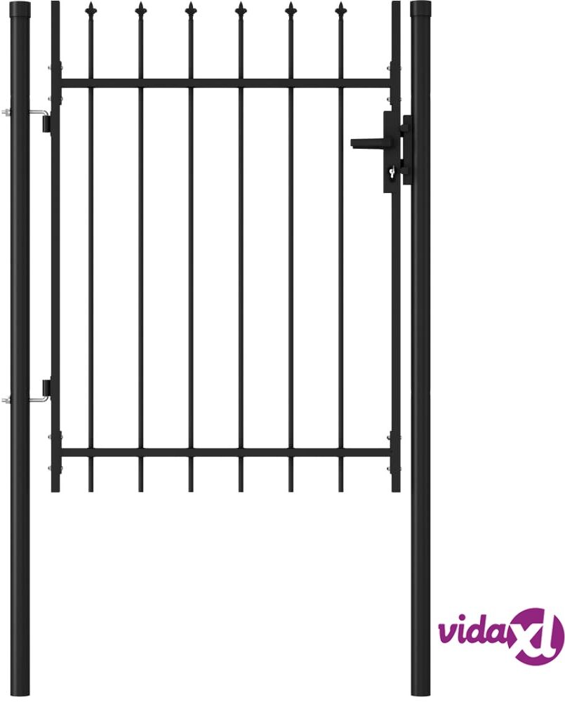 vidaXL Fence Gate Single Door with Spike Top Steel 1x1.2 m Black