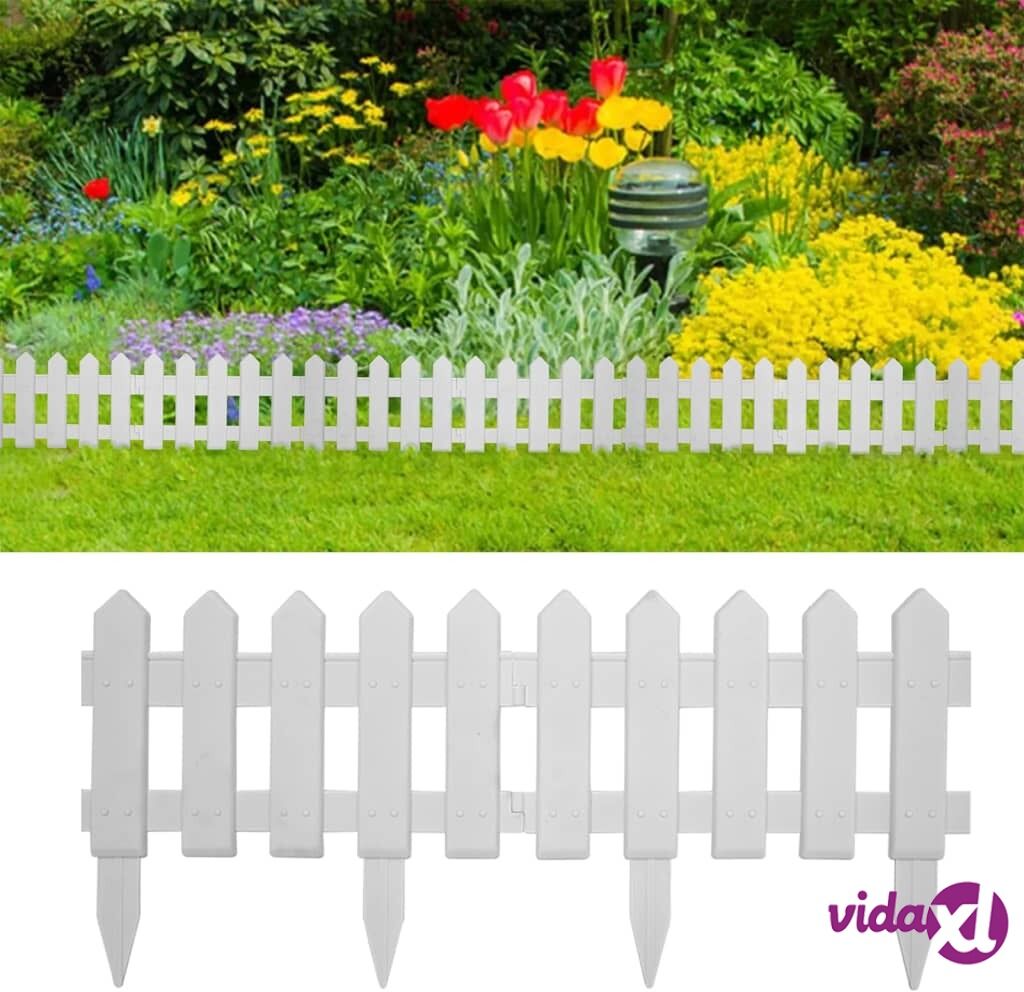 vidaXL Lawn Edgings 25 pcs White 10 m PP