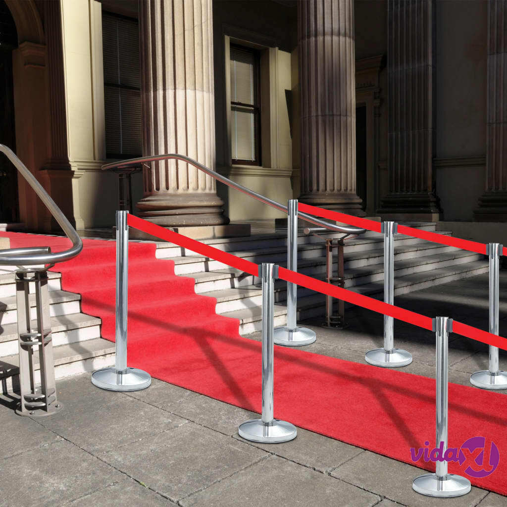 vidaXL Stanchion with Belt Airport Barrier Stainless Steel Silver