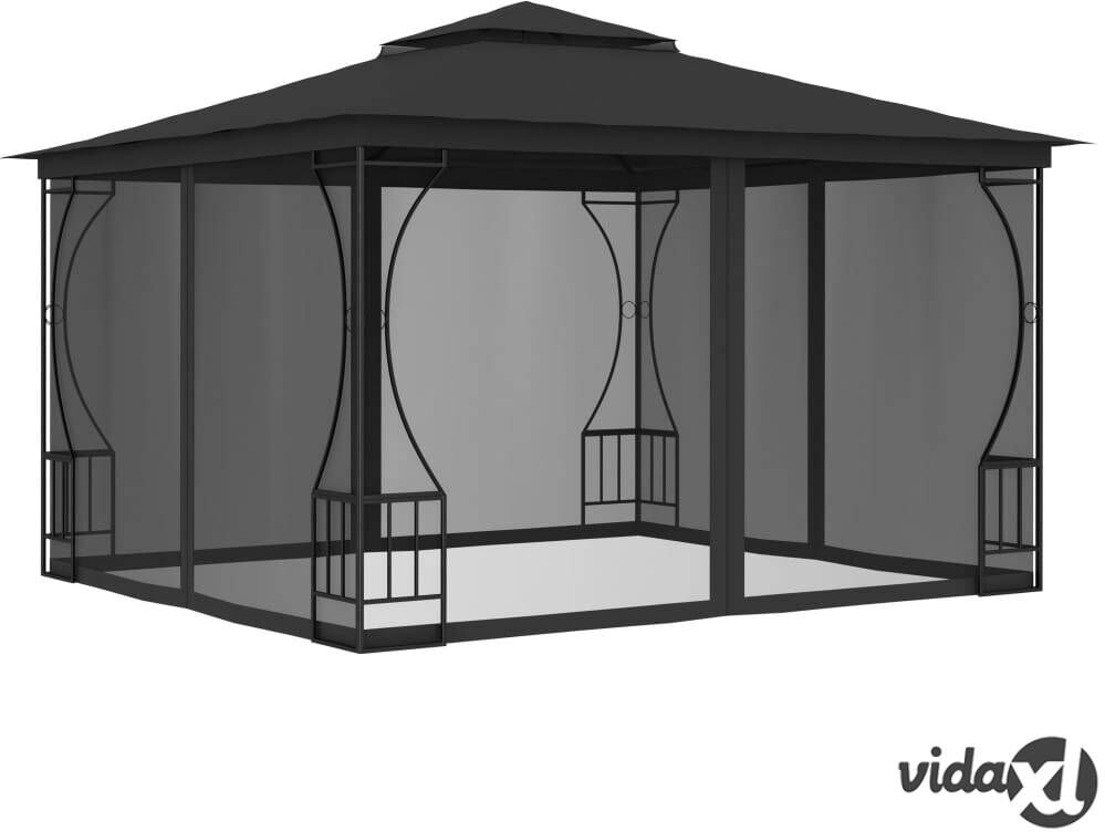 vidaXL Gazebo with Nets 300x300x265 cm Anthracite